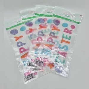 Happy Easter Gel Sticker Cling Pastel Spring Window Decorations Lot of 4 New